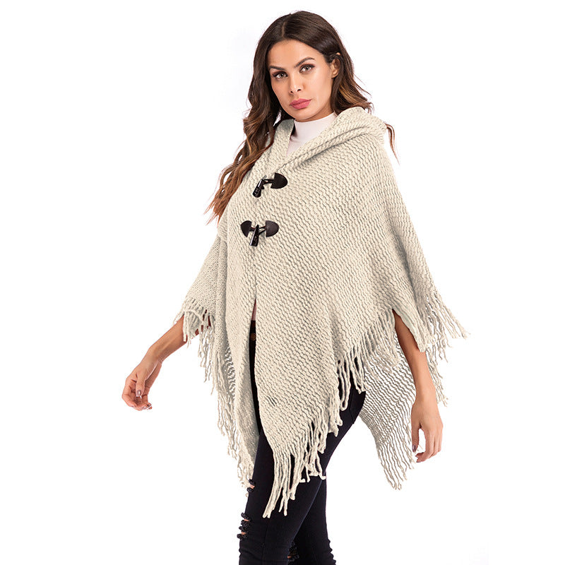 Damernes oversized poncho med rullekrave og afslappet ternet mønster Stilla