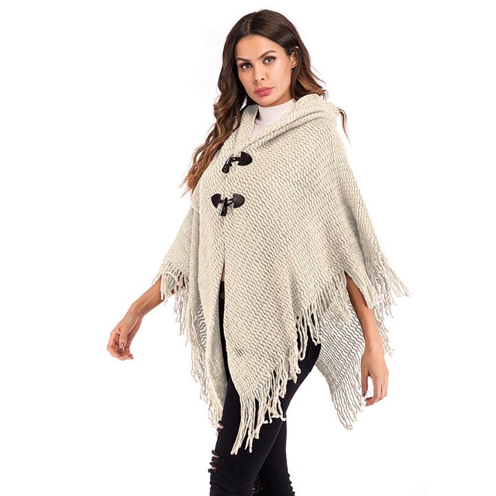 Damernes oversized poncho med rullekrave og afslappet ternet mønster Stilla