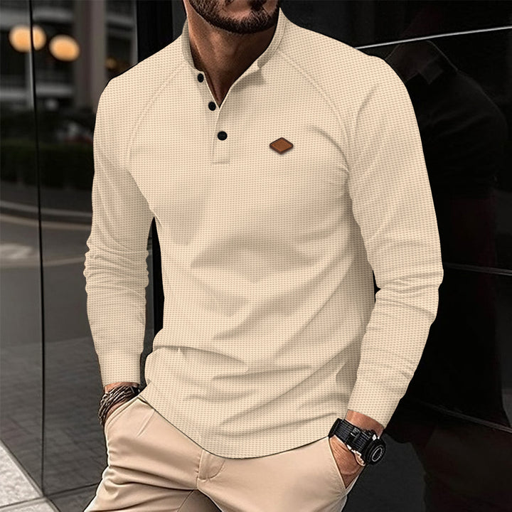 Herrer Langærmet Polo shirt med struktureret design og moderigtig krave Stilla