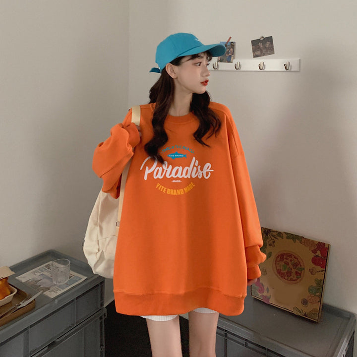 Kvinders afslappede oversized sweater med kreativt grafisk design og materialer af høj kvalitet