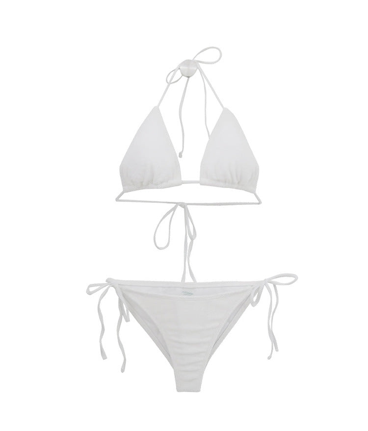 Dame Triangel-Bikini-sæt med justerbare stropper og dekorativ knude Skovae