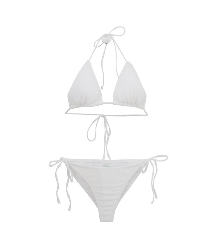 Dame Triangel-Bikini-sæt med justerbare stropper og dekorativ knude Skovae