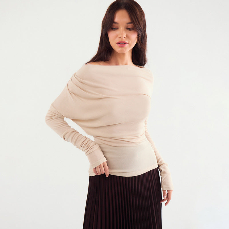 Femme Draped Off-Shoulder Langærmetop Stilla