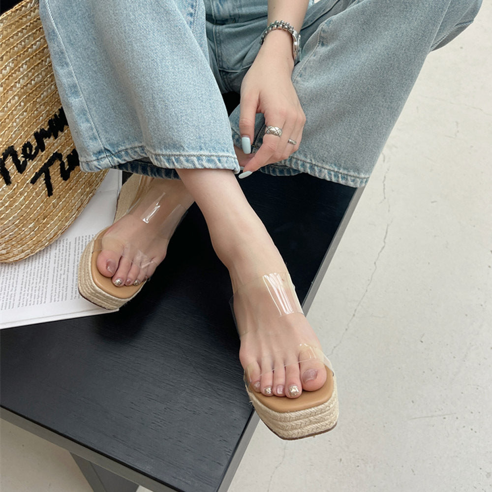 Dame transparente Plateau-sandaler med høj blokhæl og elegant design Stilla