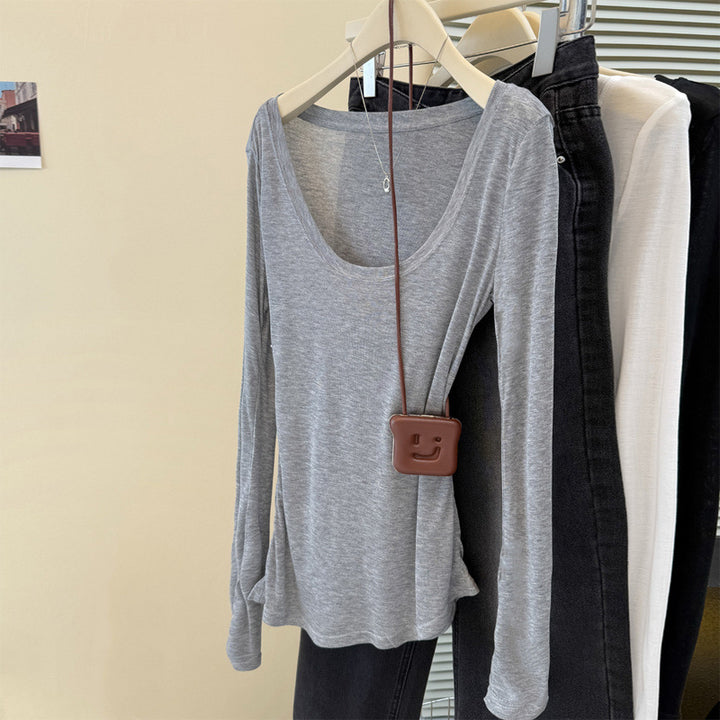 Femme Relaxed Fit Langærmet Top med Rund Hals Stilla
