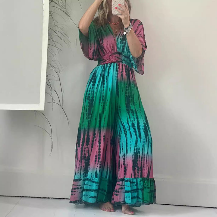 Dame Maxi-kjole i Boho-stil med elastisk taljeindsats og praktiske lommer Stilla