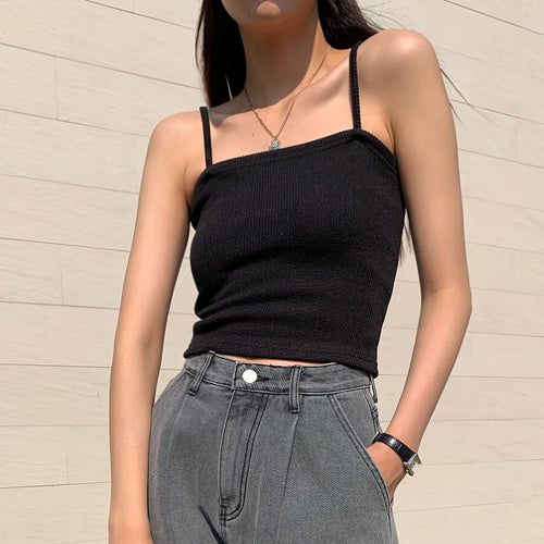 Dame Crop-top i blødt ribmateriale med justerbare spaghetti-stropper Stilla