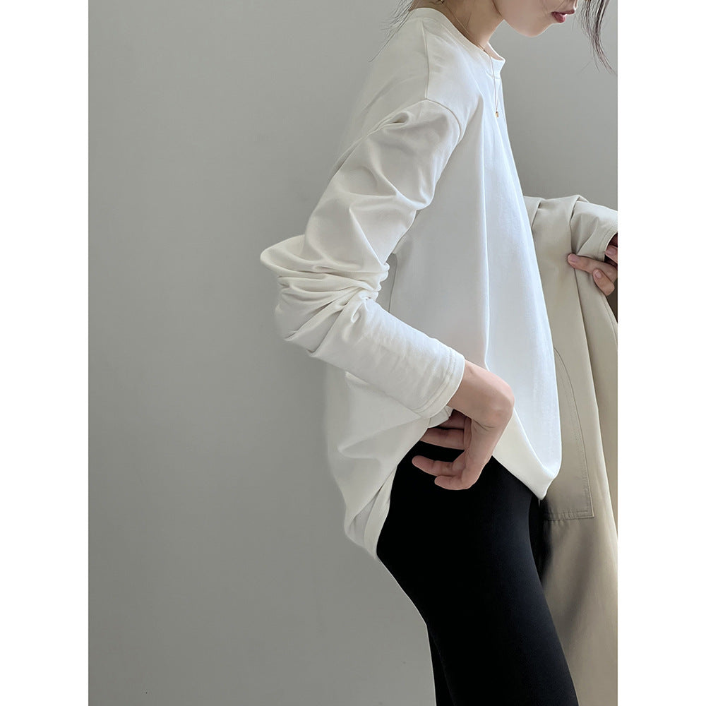 Dame Lækkert Langærmet T-shirt med moderne Sidesplitter og Rund Halsudskæring Stilla