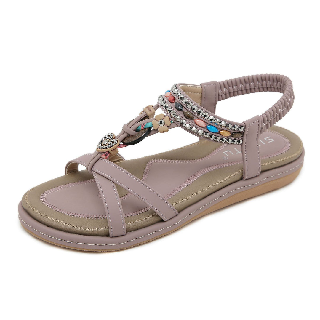 Dame Komfort-sandaler med dekorative accenter og elastisk remsystem Stilla