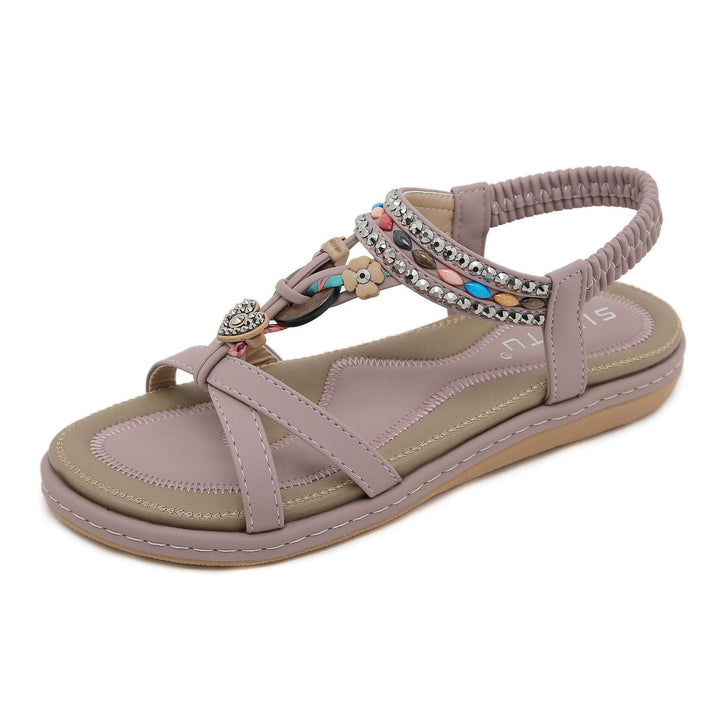 Dame Komfort-sandaler med dekorative accenter og elastisk remsystem Stilla