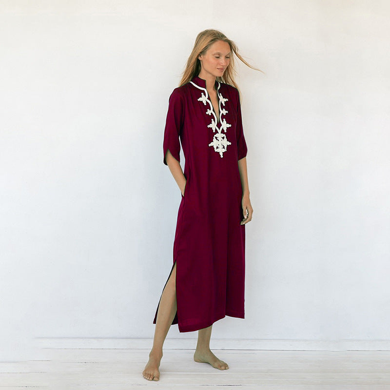 Dame Maxikjole med elegant broderi Stilla