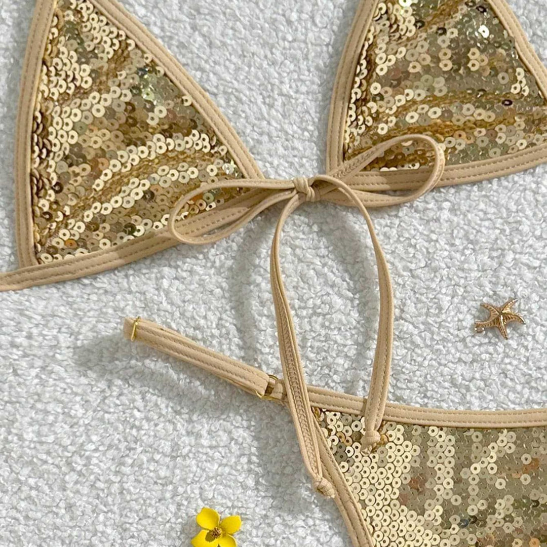 Dame Glitrende Triangel-Bikini Skovae