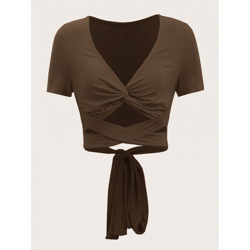 Dame En-side draperet Crop-Top med bindebælte Skovae