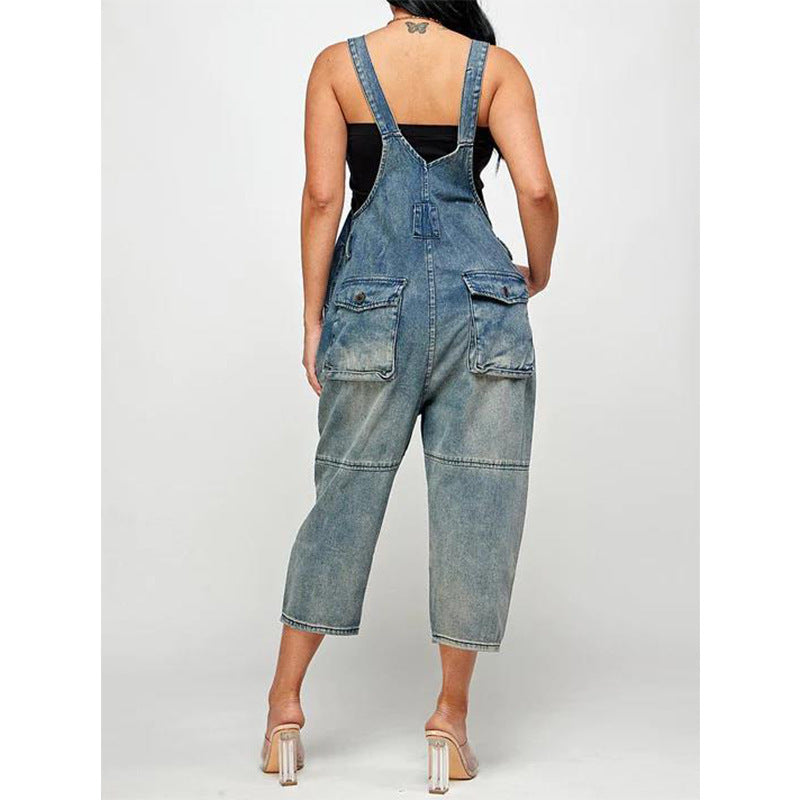 Dame Overall i denim med knapdetalje Stilla