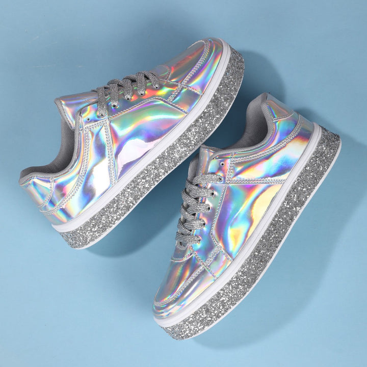 Dame Funklende Plateau-Sneakers Stilla
