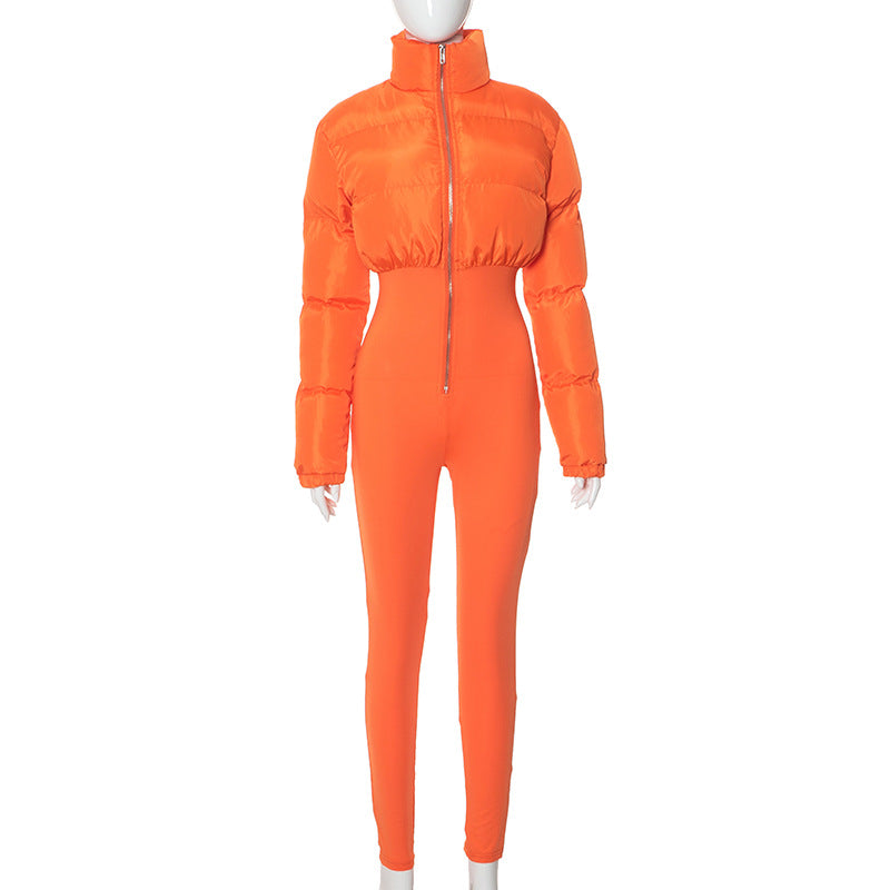 Femme Stilig Mock Neck Puffer Bodysuit Stilla