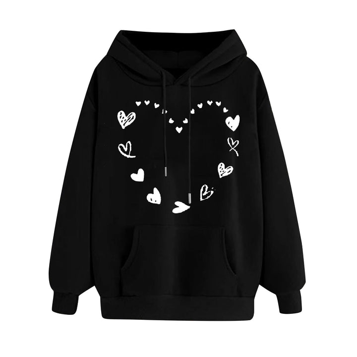 Dame hoodie med legende hjerte design og komfortabel kængurutaske Skovae