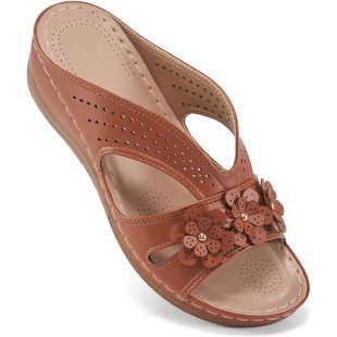 Dame nan komfortable kile sandaletter med floral dekoration og polstret sål Skovae