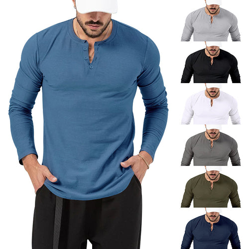 Herrer Langærmet skjorte med mode Henley-udskæring og praktiske knapper Stilla