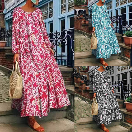 Stilla | Casual Langærmet Flydende Lang Skirt Kjole