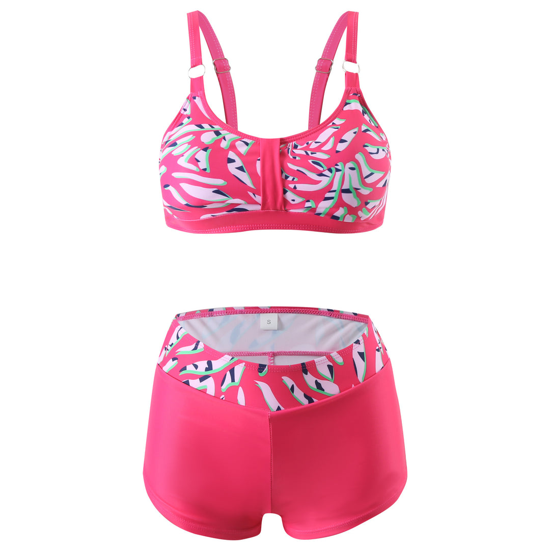 Damer nan sporty bikini-sæt med støttende bustier-top og figurformende badeshorts Skovae