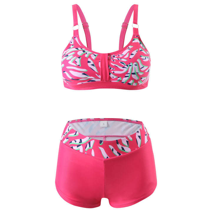 Damer nan sporty bikini-sæt med støttende bustier-top og figurformende badeshorts Skovae