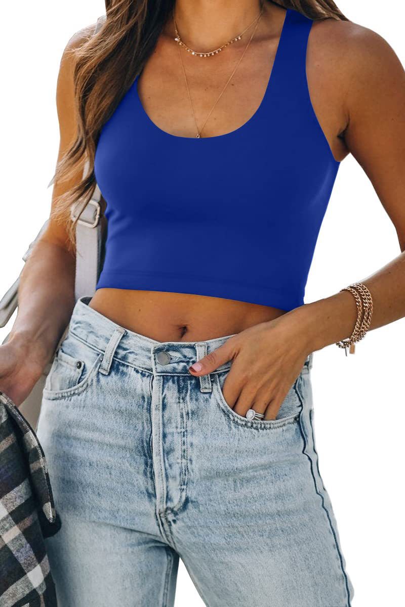 Dame sporty crop-top med brede stropper og tætsiddende snit Stilla