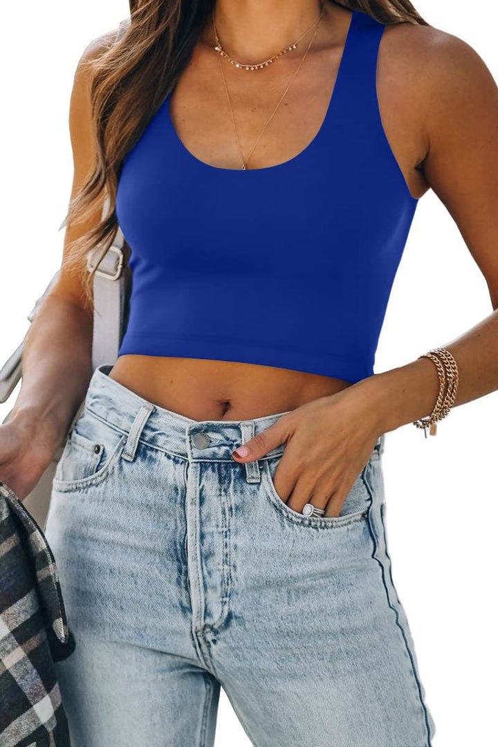Dame sporty crop-top med brede stropper og tætsiddende snit Stilla