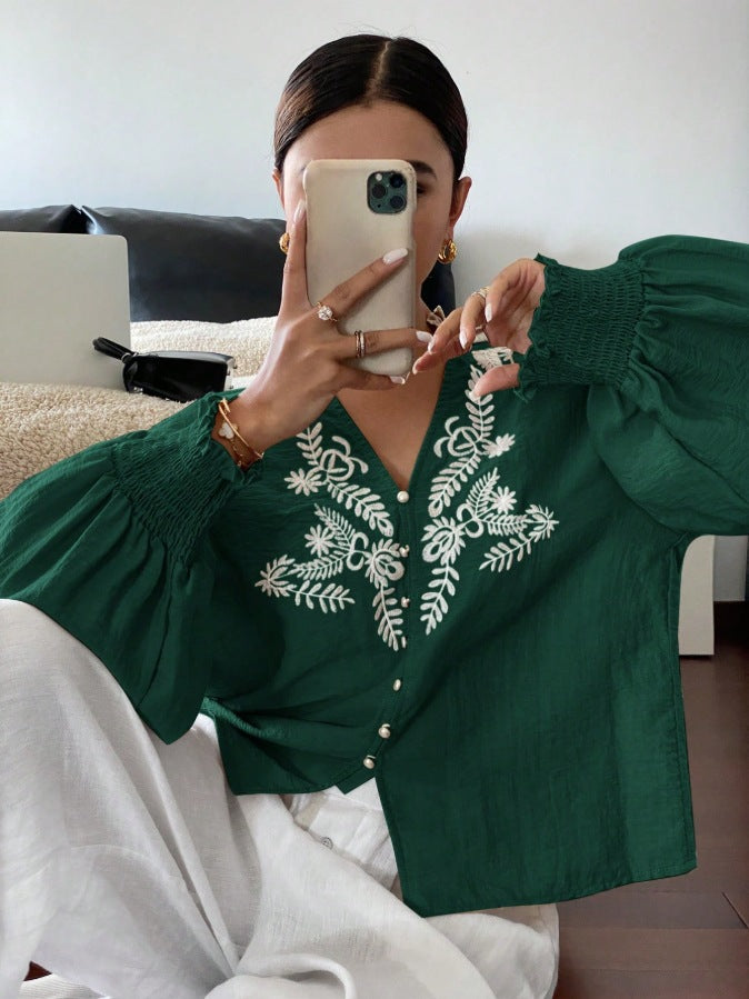 Dame Tops med broderidetaljer Stilla