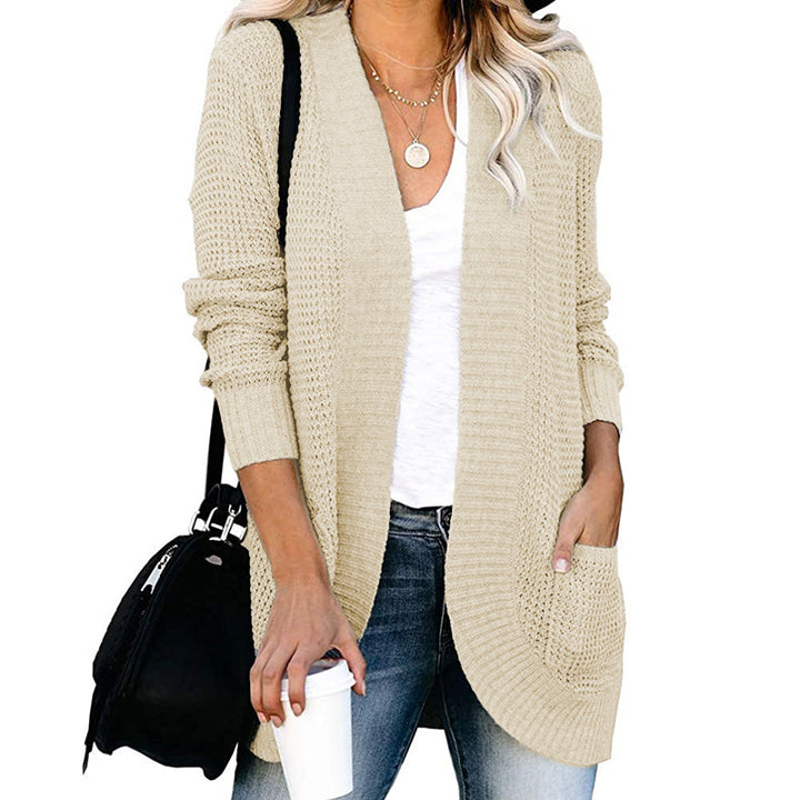 Dame casual strikcardigan med lommer og åben front Stilla