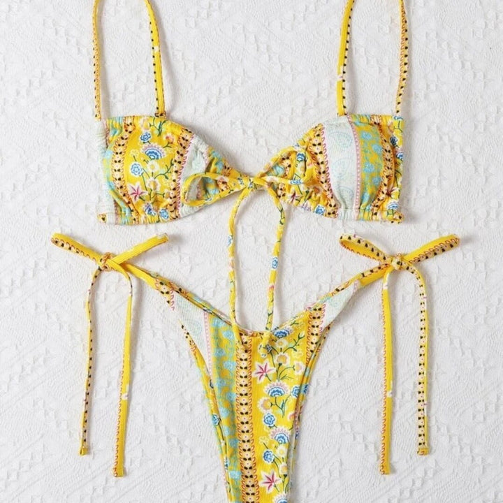 Dame Bohemian Print Bikini Sæt med Overdel Stilla
