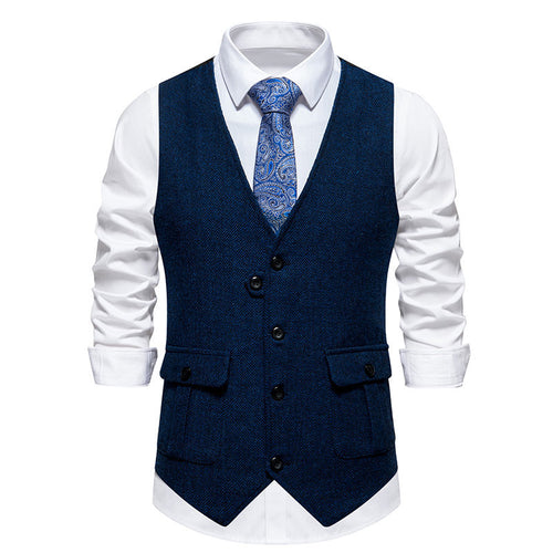 Herrer Elegant Fiskebensmønster Vest Stilla
