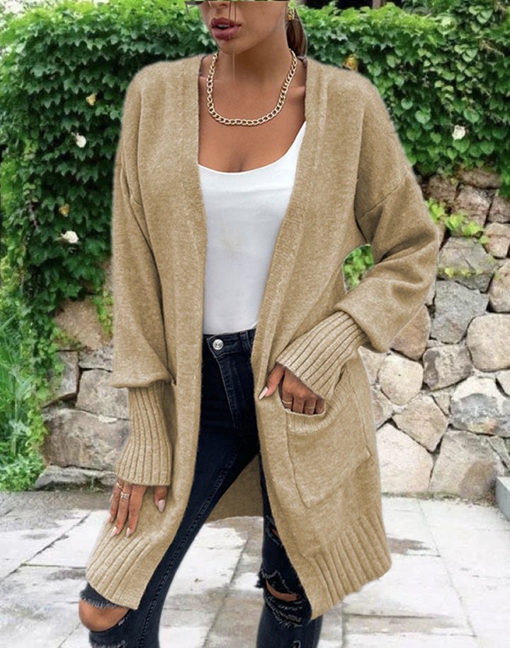 Kvinders chunky strikket cardigan med dybe lommer og afslappet design Stilla
