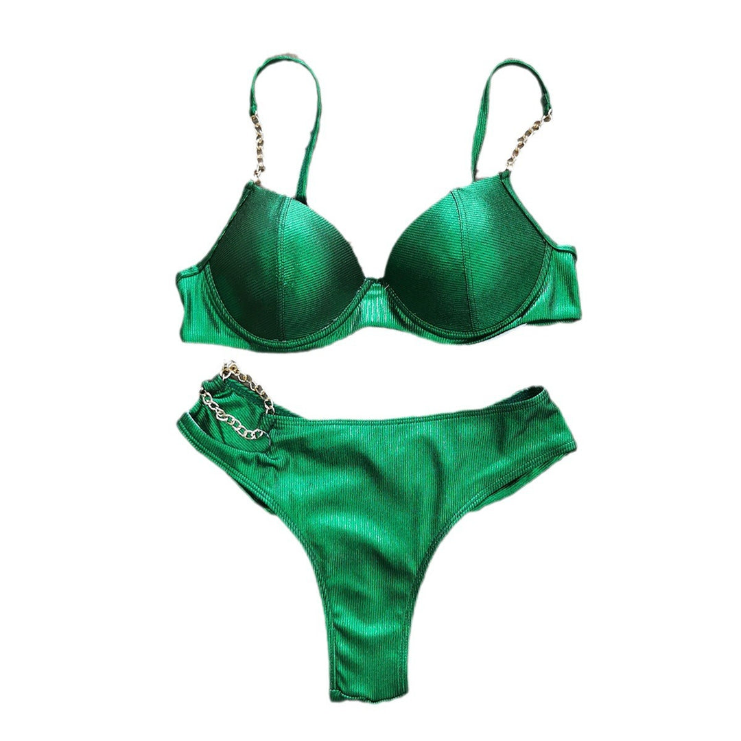 Dame bikini-sæt med dekorativ kæde-detalje og stilfulde push-up bøjler Stilla