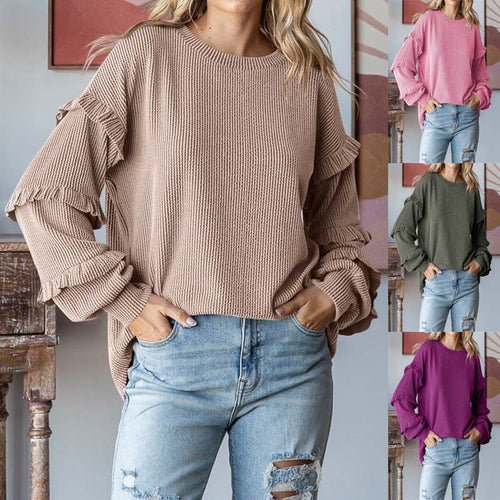 Dame sweater med flæse detaljer og afslappet snit Stilla