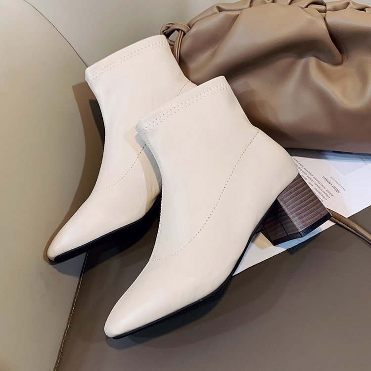 Dame Elegante Ankle Boots i høj kvalitet kunstlæder med moderne blokhæle Stilla