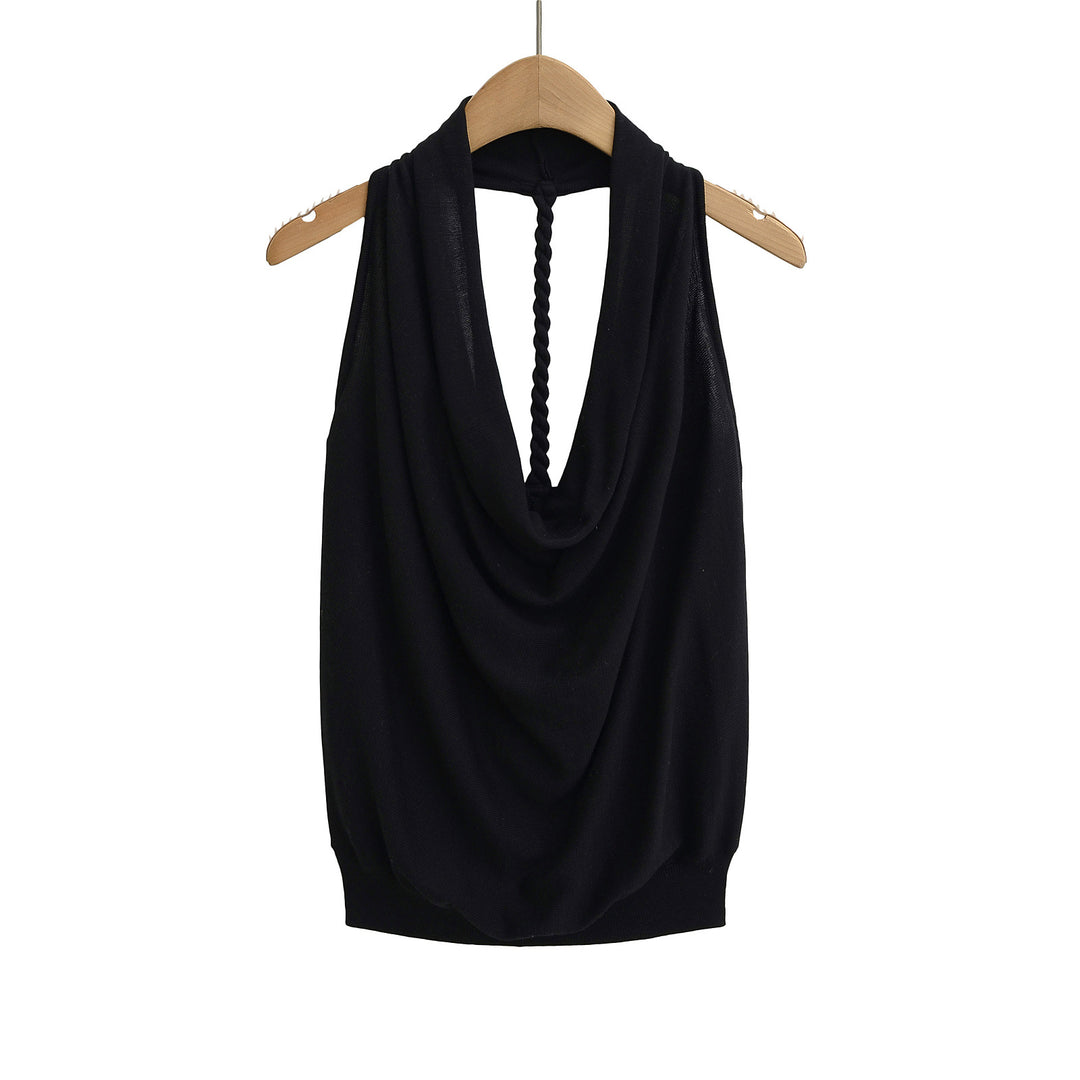 Dame ærmeløs drape-top med elegant rygudskæring og afslappet bånd Stilla