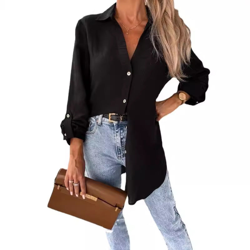 Dame elegant skjortebluse med knude detailli Stilla