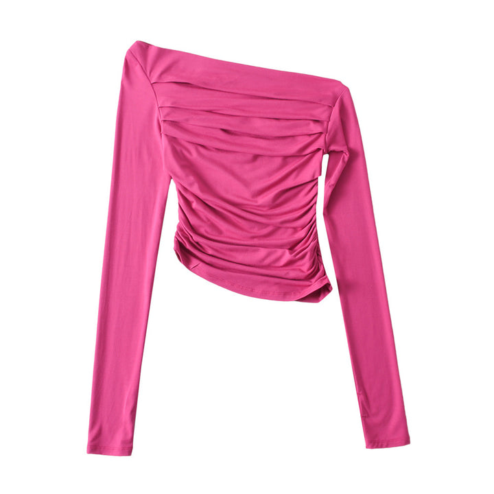 Dame asymmetrisk, ruched overdel med langærmet og elegant design Stilla