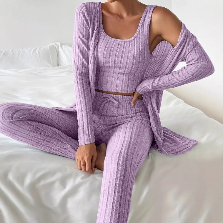 Dame Komfortabel Strik-Loungewear-Sæt Stilla