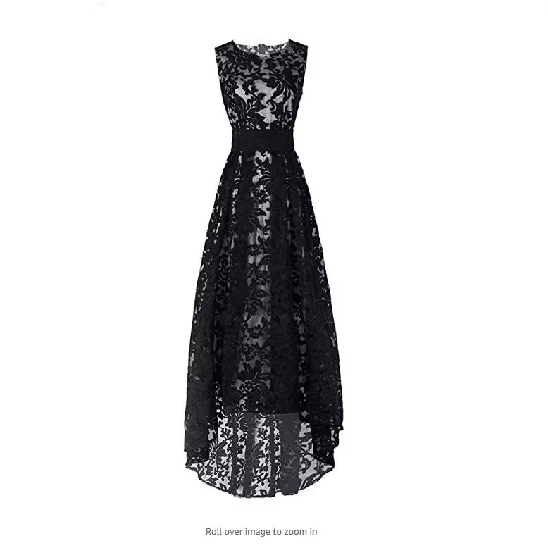 Kvindernes blonde maxi kjole med elegant lang overlay og blomsterdetaljer Skovae