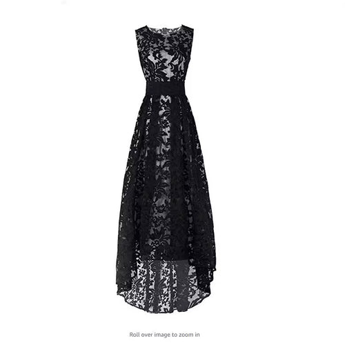 Kvindernes blonde maxi kjole med elegant lang overlay og blomsterdetaljer Skovae