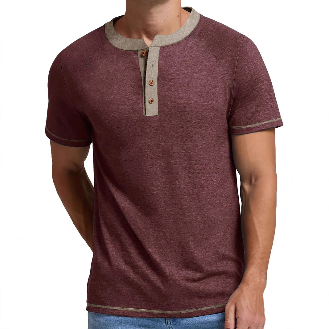 Herre Casual Kortærmet Henley T-Shirt Stilla
