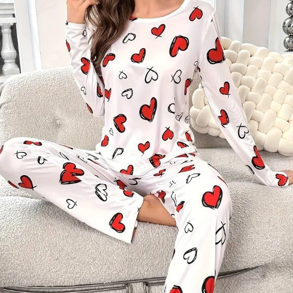 Dame pyjamasæt med hjerte motiv Stilla