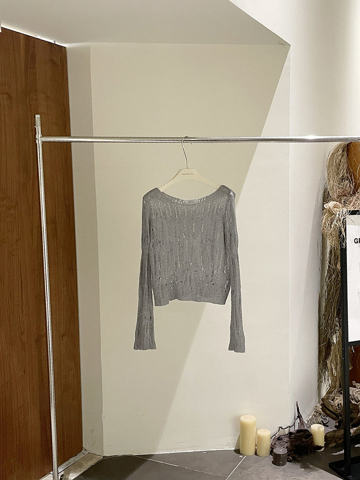 Damer let sweater med fin netstruktur og lange ærmer Stilla