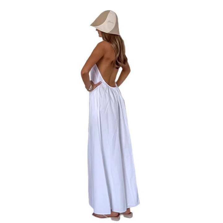 Dame Lang sommerkjole med elegant halterdesign og flydende snit Stilla