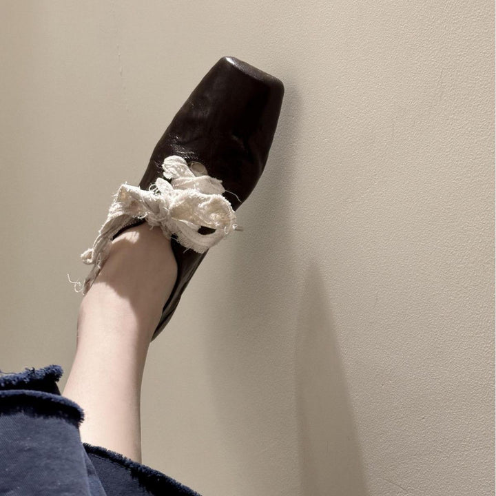 Femme Kvadratåede Snørebånd Læder Sneakers Stilla