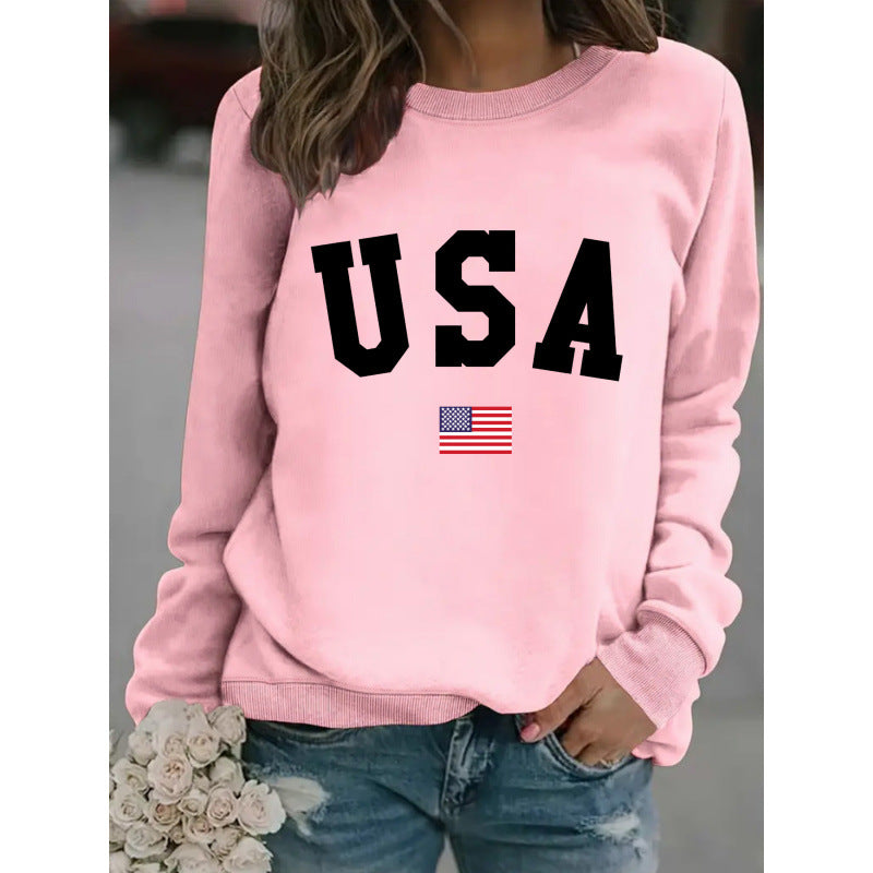 Kvinders sweatshirt med moderne USA udtalelse og hyggelig pasform Skovae