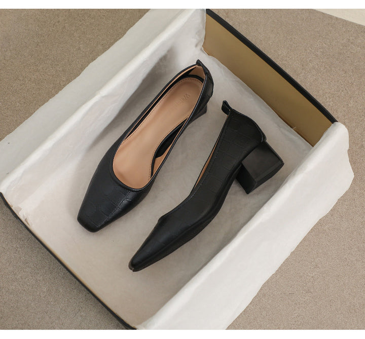 Dame spidse blokhæls slingback pumps med krokodillelæder-look Stilla
