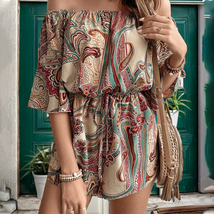 Dame Off-Shoulder Paisley-Print Romper med snøre-detalje Stilla